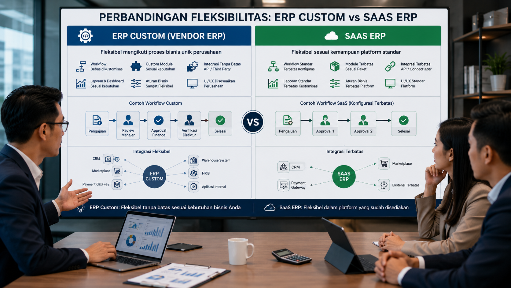 Perbandingan Fleksibilitas ERP Custom vs SaaS